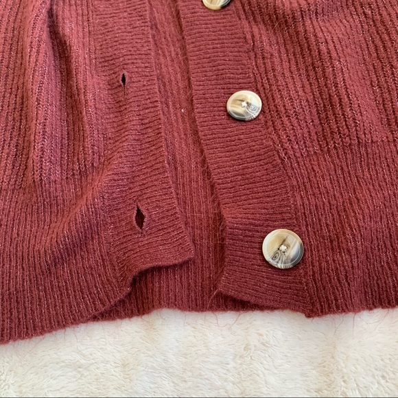 Garage Burgundy Ribbed Cardigan - Picture 7 of 7